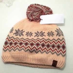 Timberland Women's Pom Pom Knit Fur Lined Cozy Beanie NWT